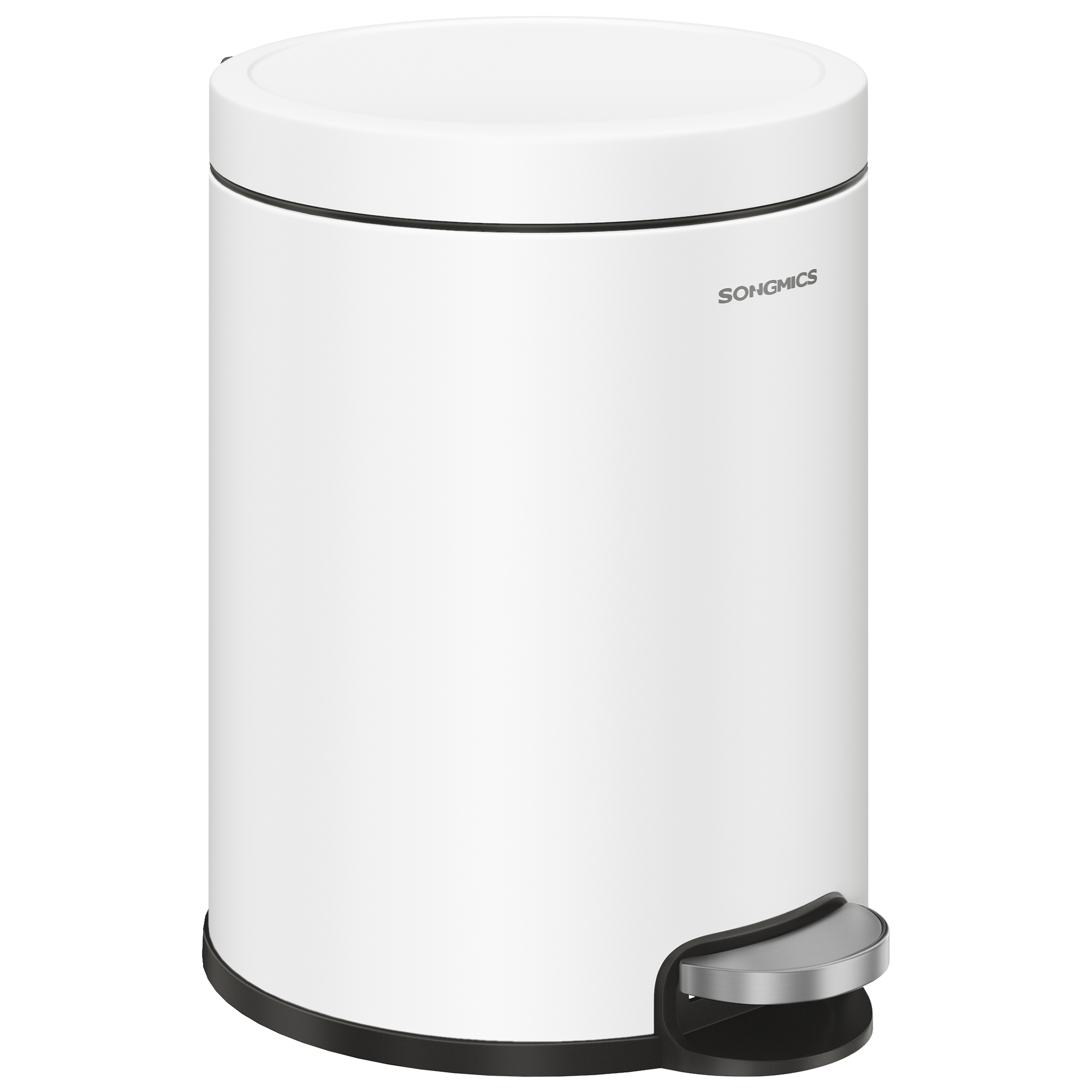 SONGMICS Bathroom Pedal Bin, 1.6 Gallon (6 L) Steel Toilet Bin with Soft-Close Lid, Inner Bucket, for Waste, Bedroom, Cloud White