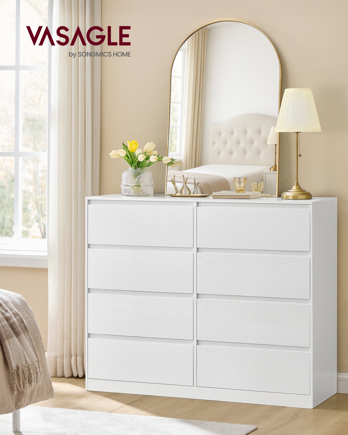 VASAGLE 6-Drawer Chest of Drawers, Dresser, Linen Chest, for Bedroom, 40 x 119.4 x 75 cm, Modern Kailyn Collection, Ebony Black - Image 2