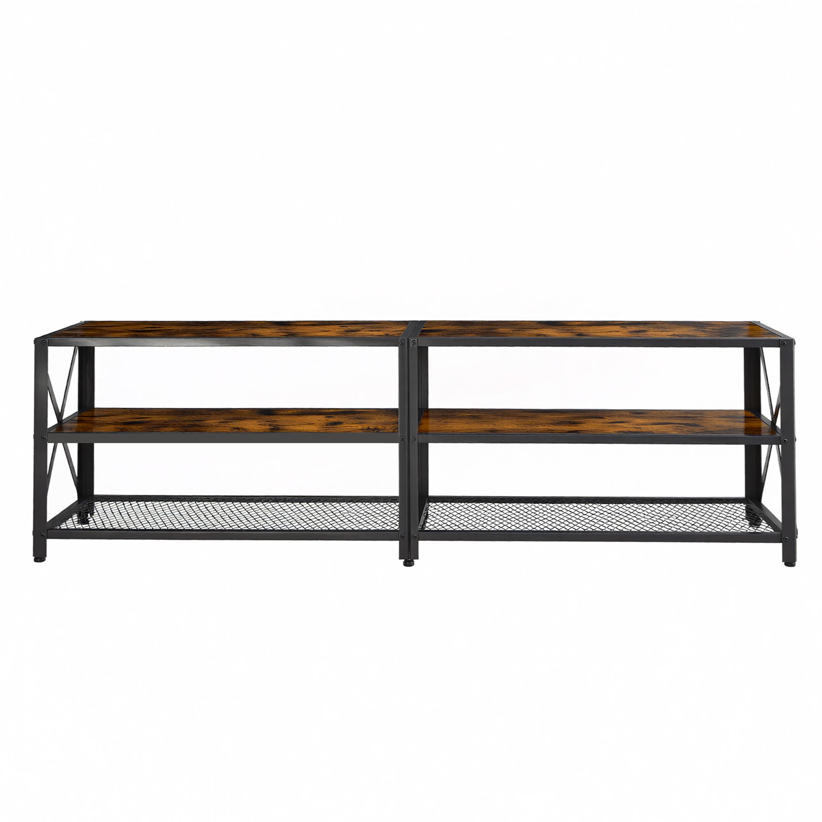 VASAGLE TV Cabinet, TV Stand, Lowboard for TVs up to 75 inches, TV Cabinet with Shelves, Steel Frame, TV Shelf for Living Room, Bedroom, Vintage Brown-Black - Image 6