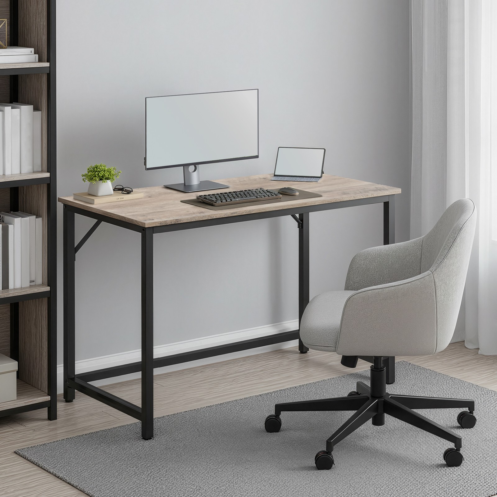Bord til hjemmekontoret, stabilt computerbord, nem montering - Billede 5