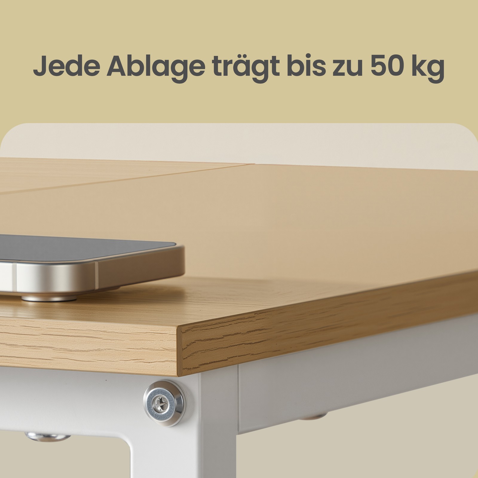 Skrivebord med 3 hylder, kontorbord med 2 skuffer, 160 x 60 x 76 cm - Billede 8