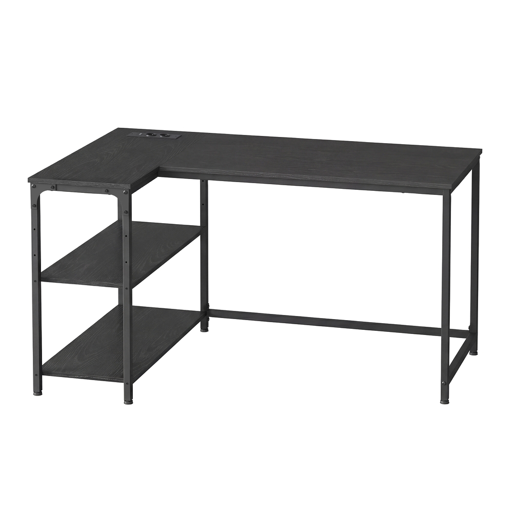 Desk with storage, L-shaped computer desk, height-adjustable shelf - Image 2