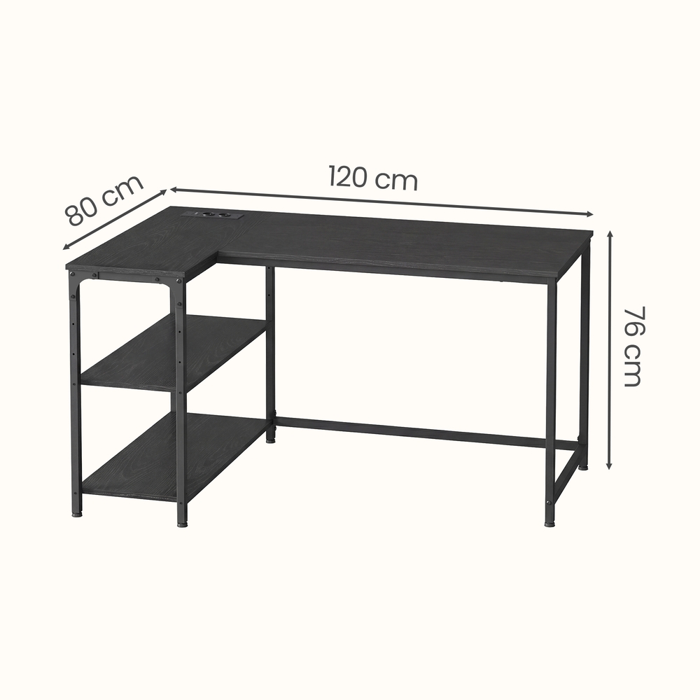 Desk with storage, L-shaped computer desk, height-adjustable shelf - Image 5