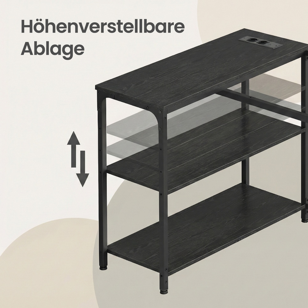 Desk with storage, L-shaped computer desk, height-adjustable shelf - Image 7