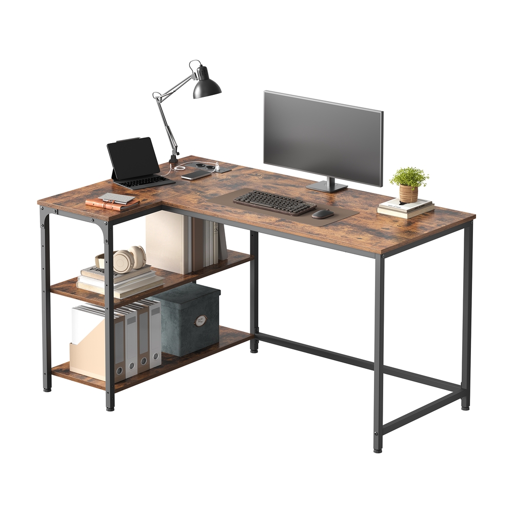 Desk with storage, L-shaped computer desk, height-adjustable shelf - Image 2