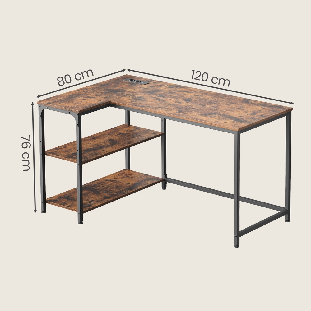 Desk with storage, L-shaped computer desk, height-adjustable shelf - Image 3