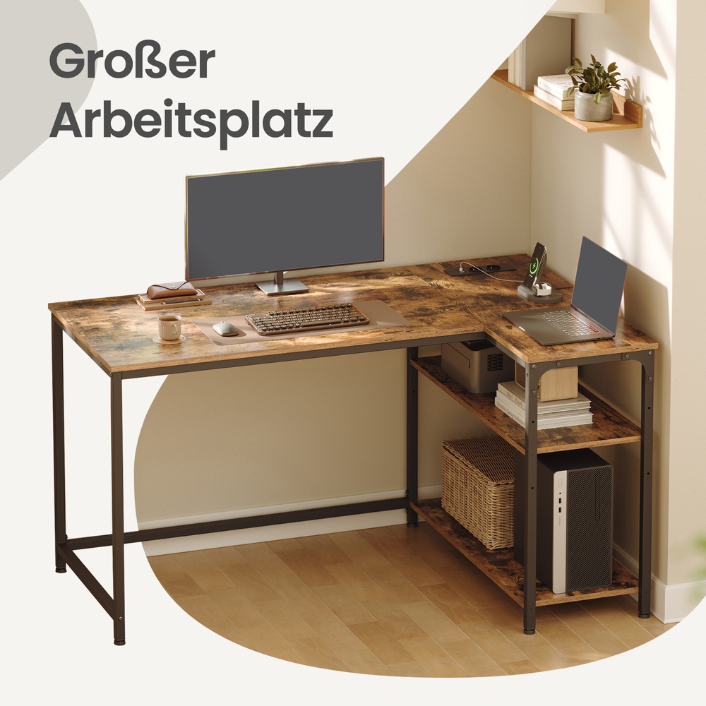 Desk with storage, L-shaped computer desk, height-adjustable shelf - Image 6