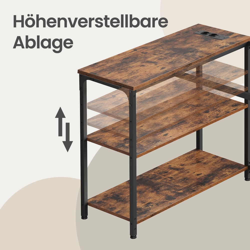 Desk with storage, L-shaped computer desk, height-adjustable shelf - Image 8