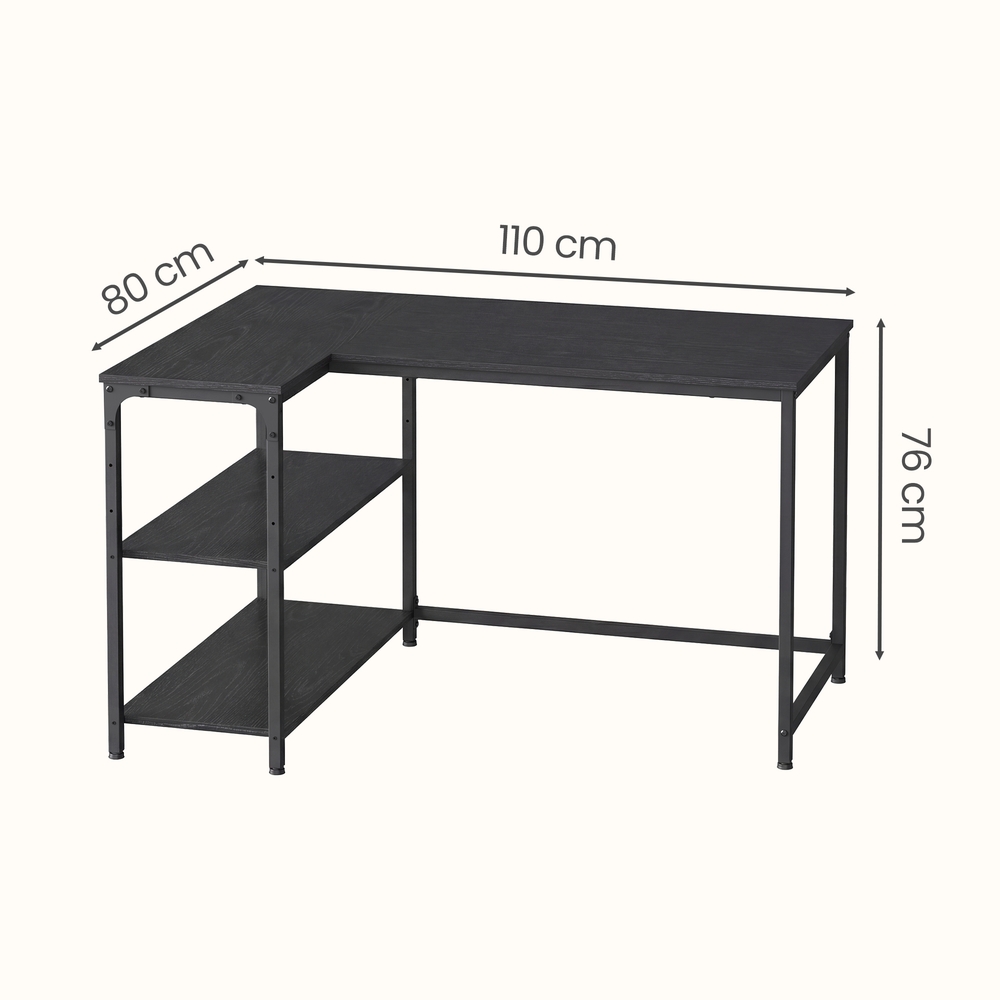 Desk with storage, L-shaped computer desk, height-adjustable shelf - Image 3