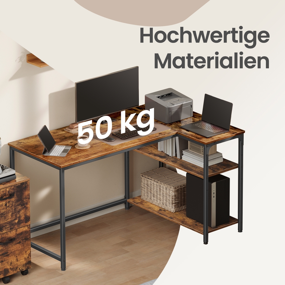 Desk with storage, L-shaped computer desk, height-adjustable shelf - Image 7