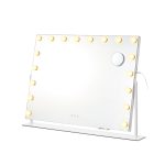 Makeup-spejl med belysning og 18 LED-pærer, mat hvid