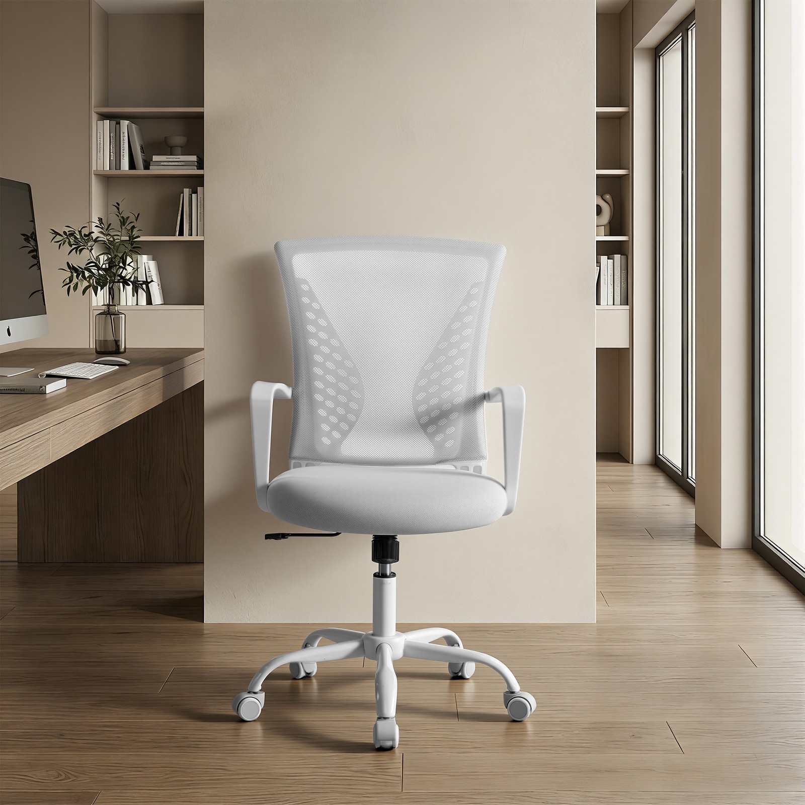 Ergonominen pyörivä tuoli, korkeussäädettävä toimistotuoli, jossa on hengittävä verkko ja keinutoiminto - Image 4