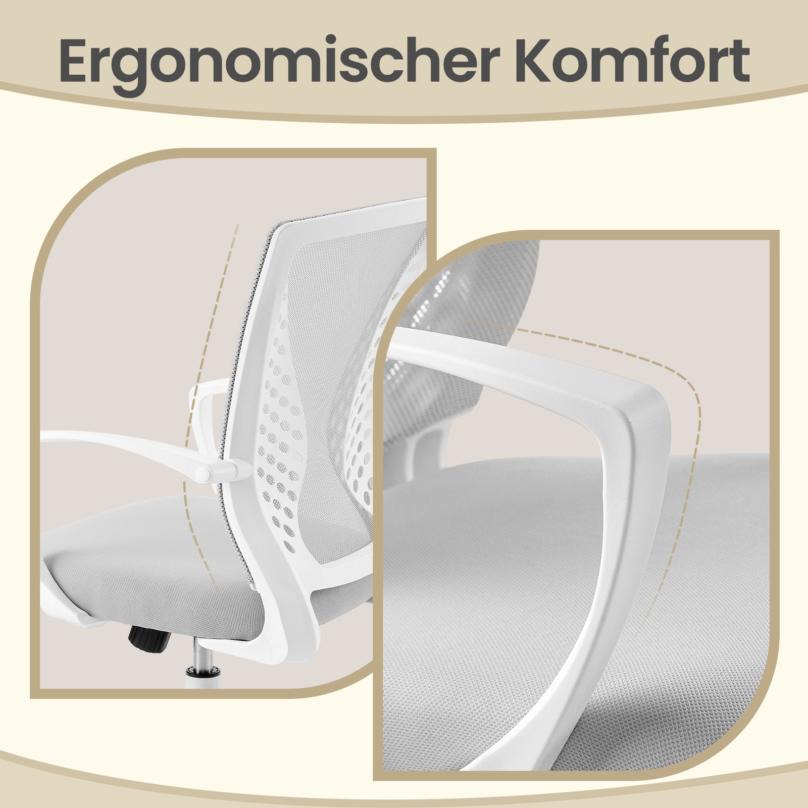 Ergonominen pyörivä tuoli, korkeussäädettävä toimistotuoli, jossa on hengittävä verkko ja keinutoiminto - Image 8