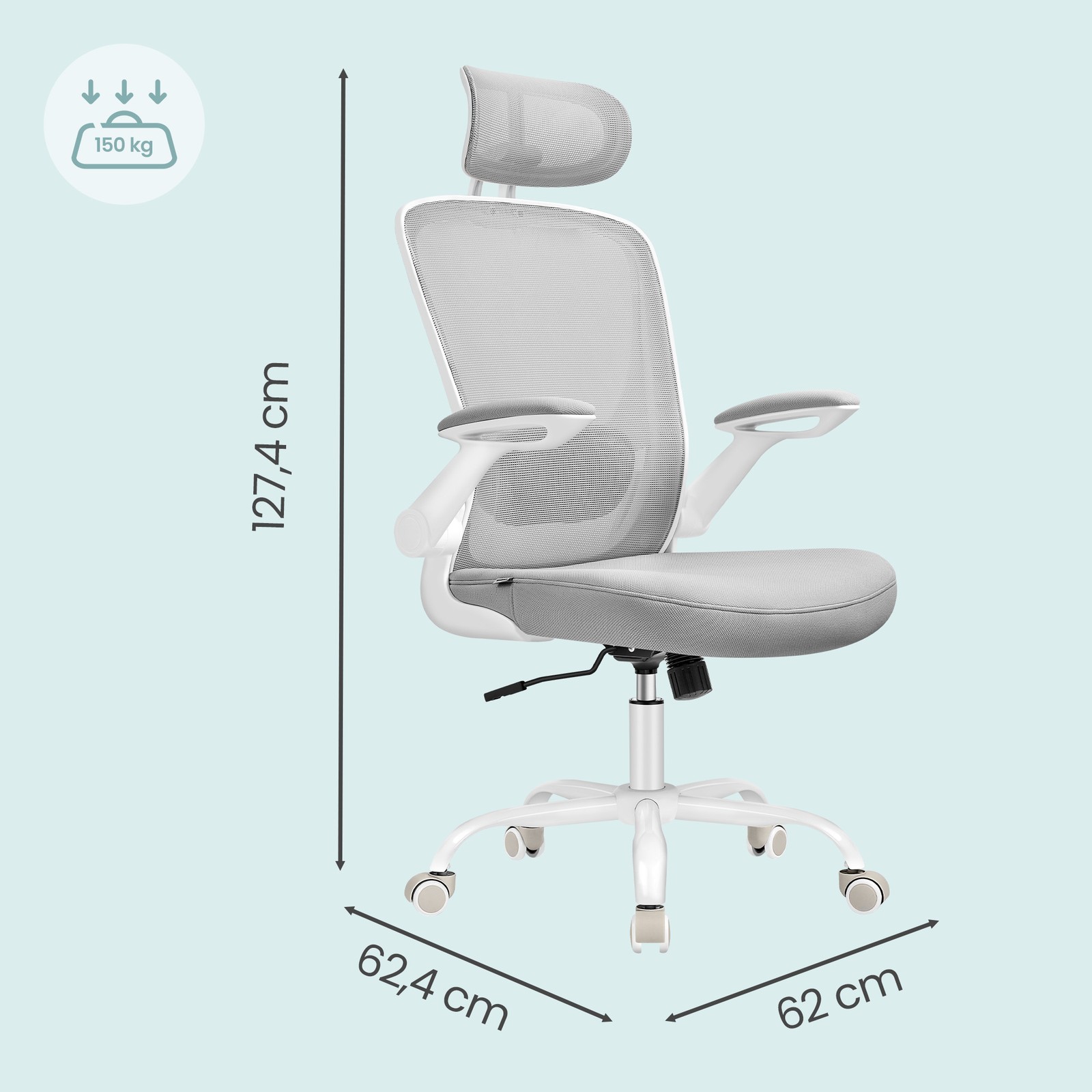 Ergonomisk kontorsstol, snurrstol med gungfunktion, nätstol - Bild 4