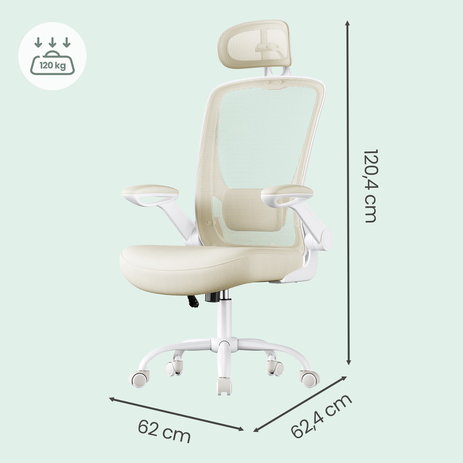 Ergonominen työtuoli, pyörivä tuoli keinutoiminnolla, verkkotuoli - Image 4