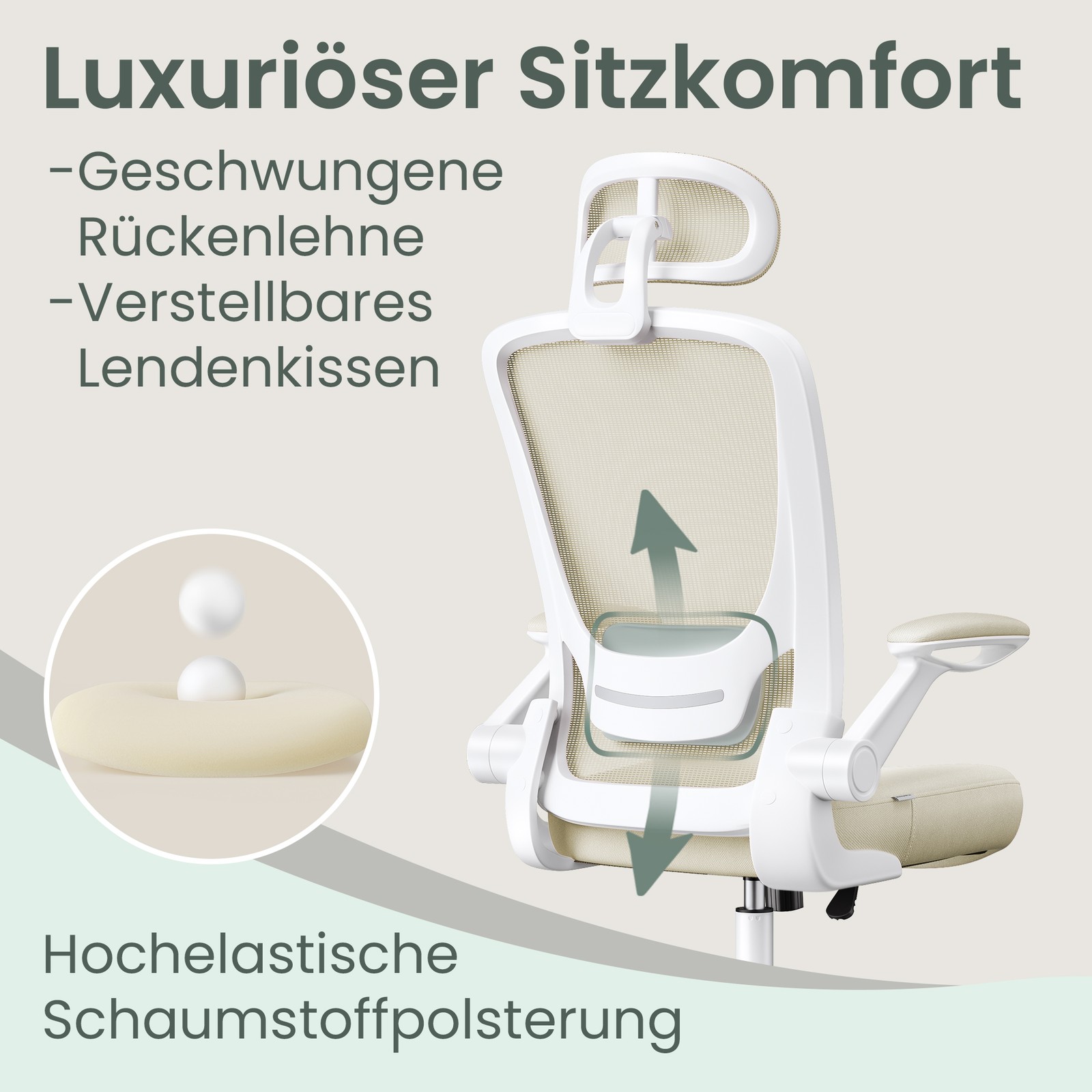 Ergonominen työtuoli, pyörivä tuoli keinutoiminnolla, verkkotuoli - Image 7