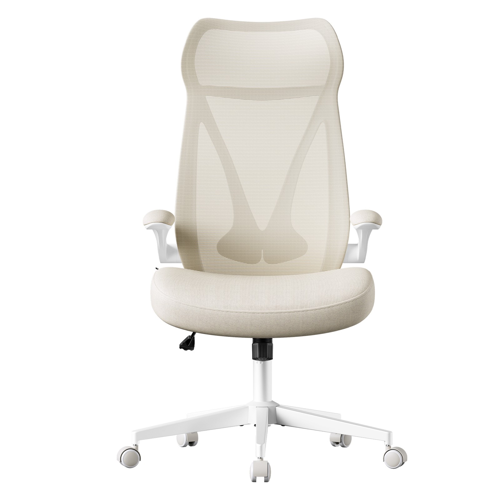 SONGMICS Office Chair, Desk Chair, Ergonomic Backrest, Height-Adjustable, Fold-Up Armrests, Swivel Chair with Headrest, Weight Capacity Up to 150 kg, Ink Black