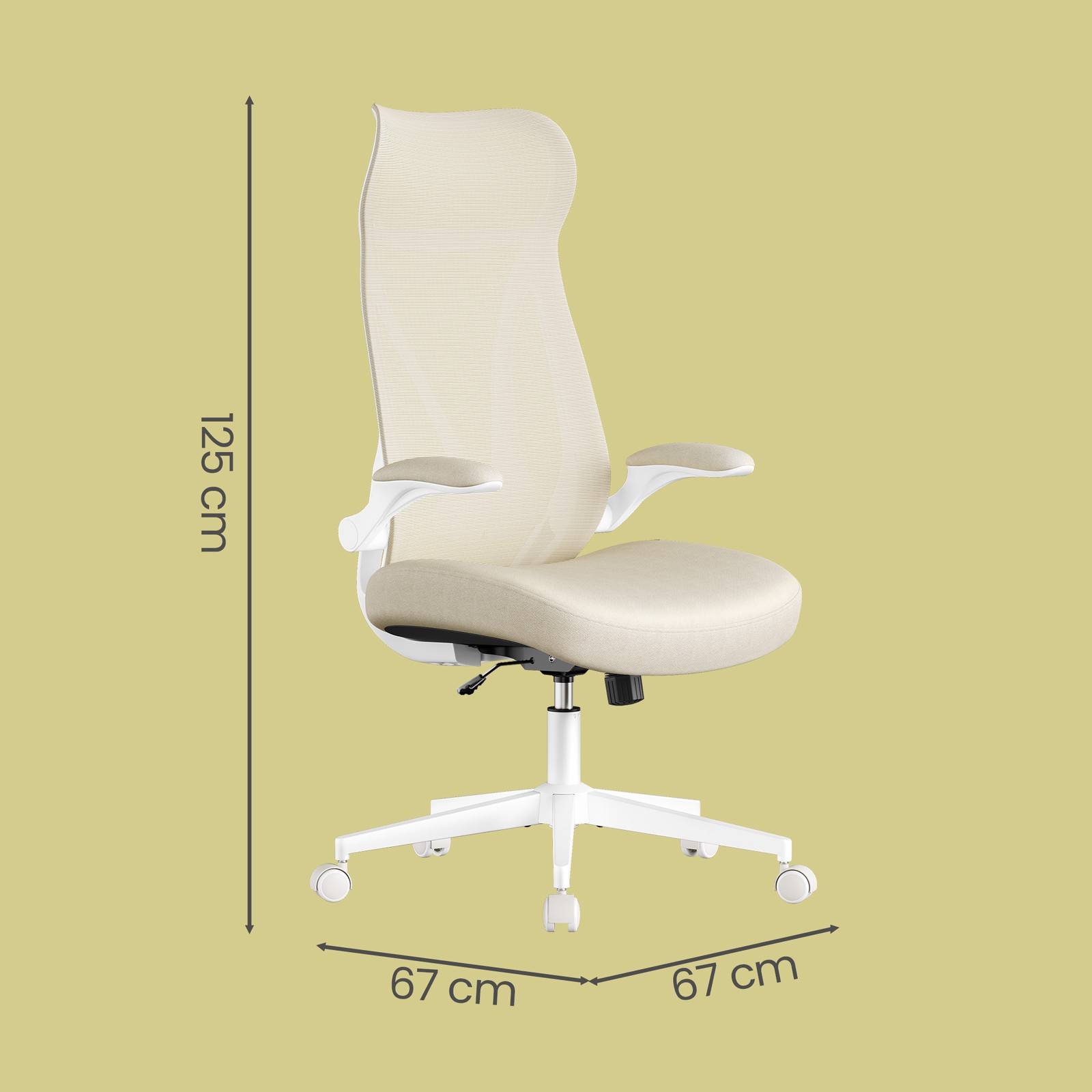 SONGMICS Office Chair, Desk Chair, Ergonomic Backrest, Height-Adjustable, Fold-Up Armrests, Swivel Chair with Headrest, Weight Capacity Up to 150 kg, Ink Black - Image 3