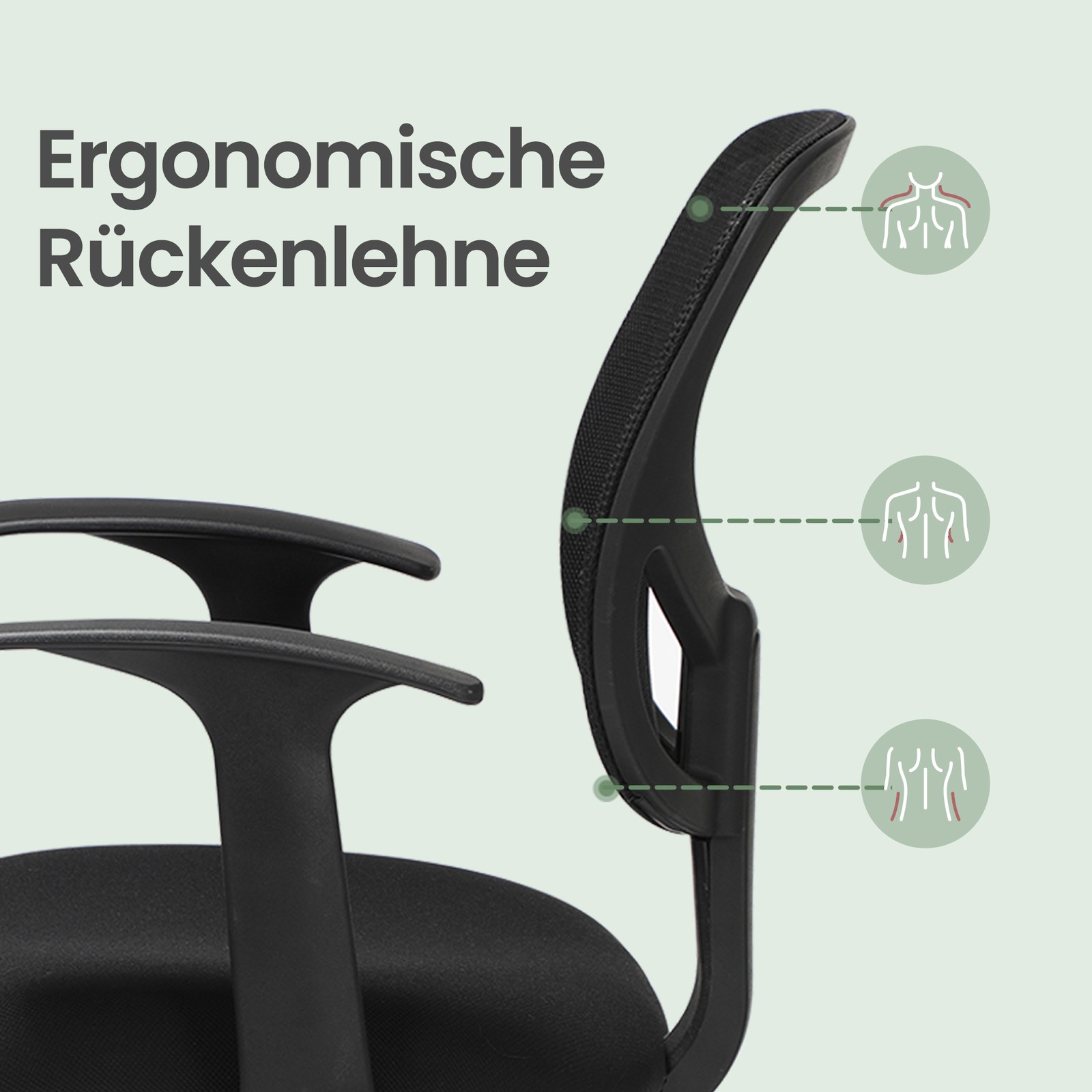 SONGMICS Office Chair, Ergonomic Work Stool with Armrests, Seat Height 55–75 cm, High Work Chair with Adjustable Footrest, Weight Capacity 120 kg, Black - Image 6