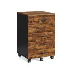 5-Drawer Rolling Cabinet with Screwless Slides, Vintage Brown