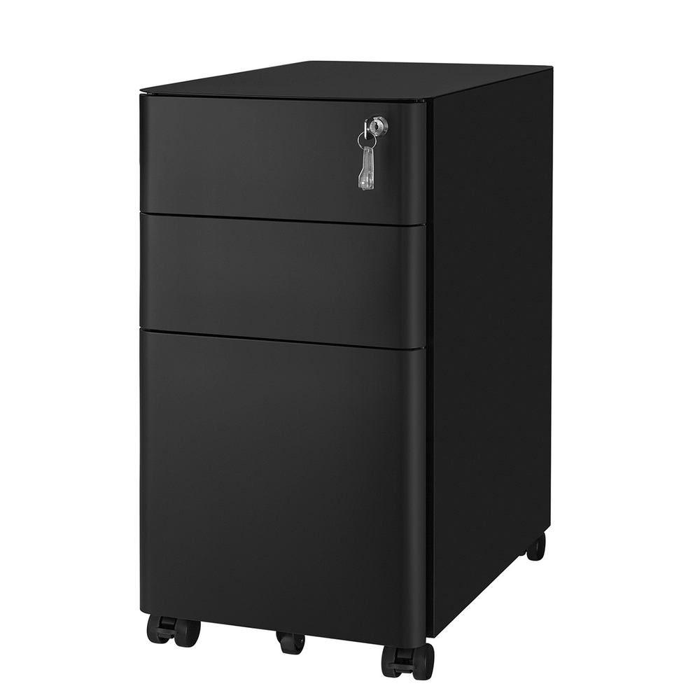 Steel File Cabinet with 3 Drawers Mobile Pedestal Cabinet Under Desk for Home Office