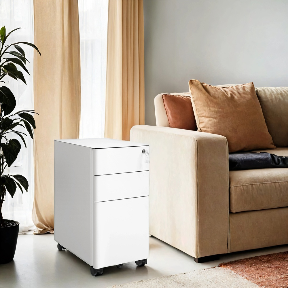 Rolling file cabinet, filing cabinet, office cabinet with casters - Image 2