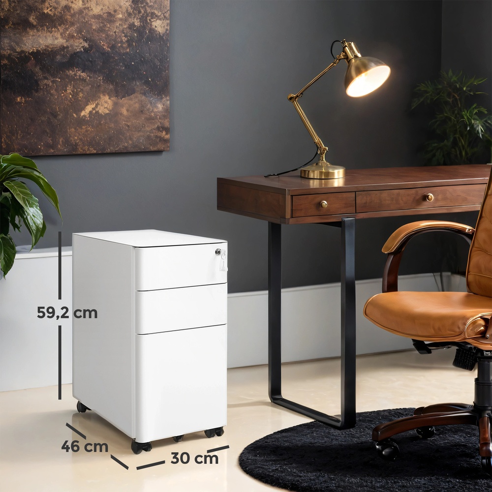 Rolling file cabinet, filing cabinet, office cabinet with casters - Image 3