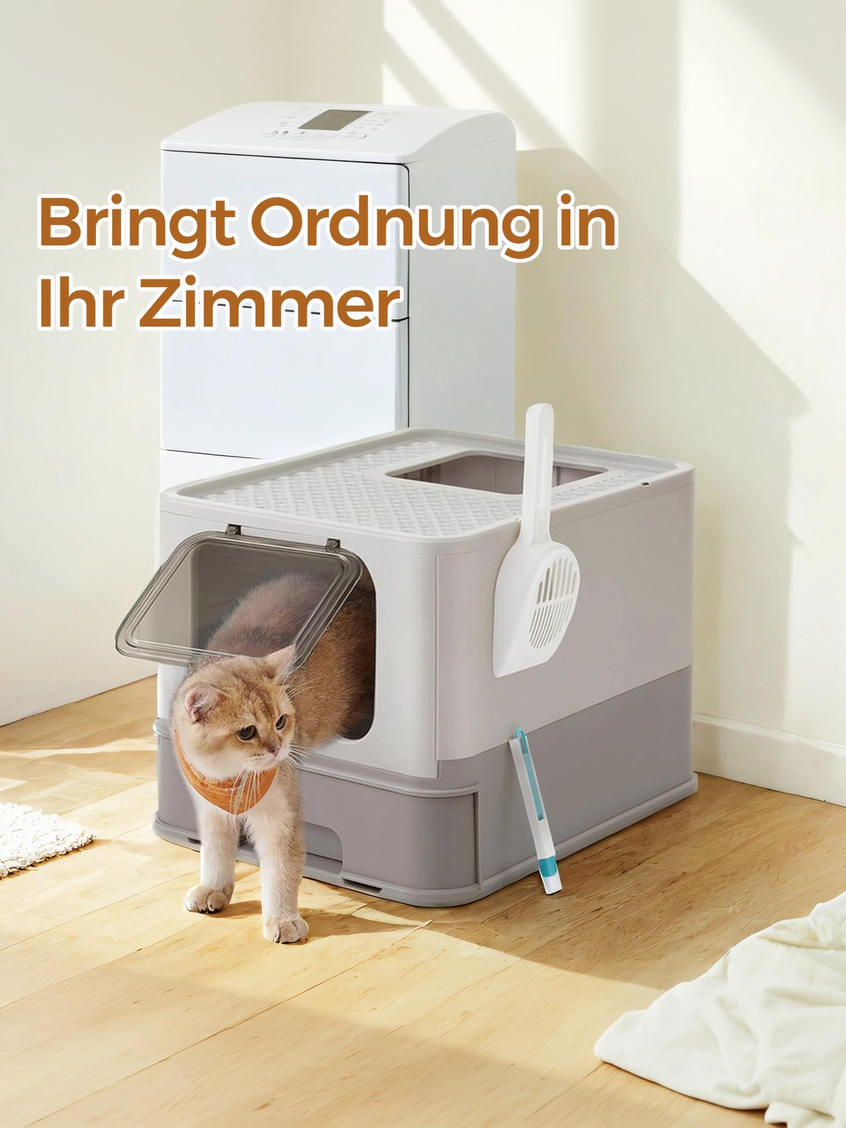 Cat litter box with lid, pull-out tray - Image 2