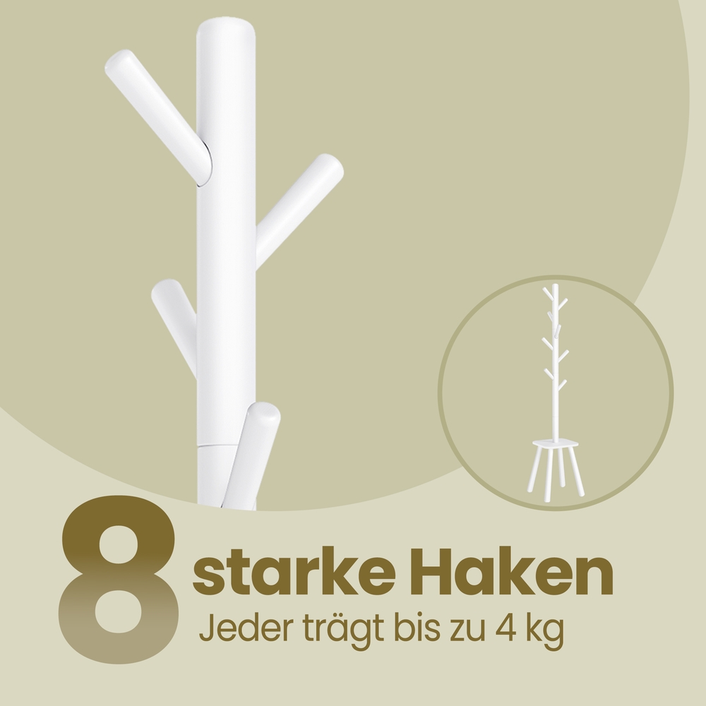VASAGLE Garderobestativ, tøjstativ, med 8 kroge og hylde, 170,5 cm højt til frakker, hatte, tasker, entré, gang, soveværelse, blæksort - Billede 8