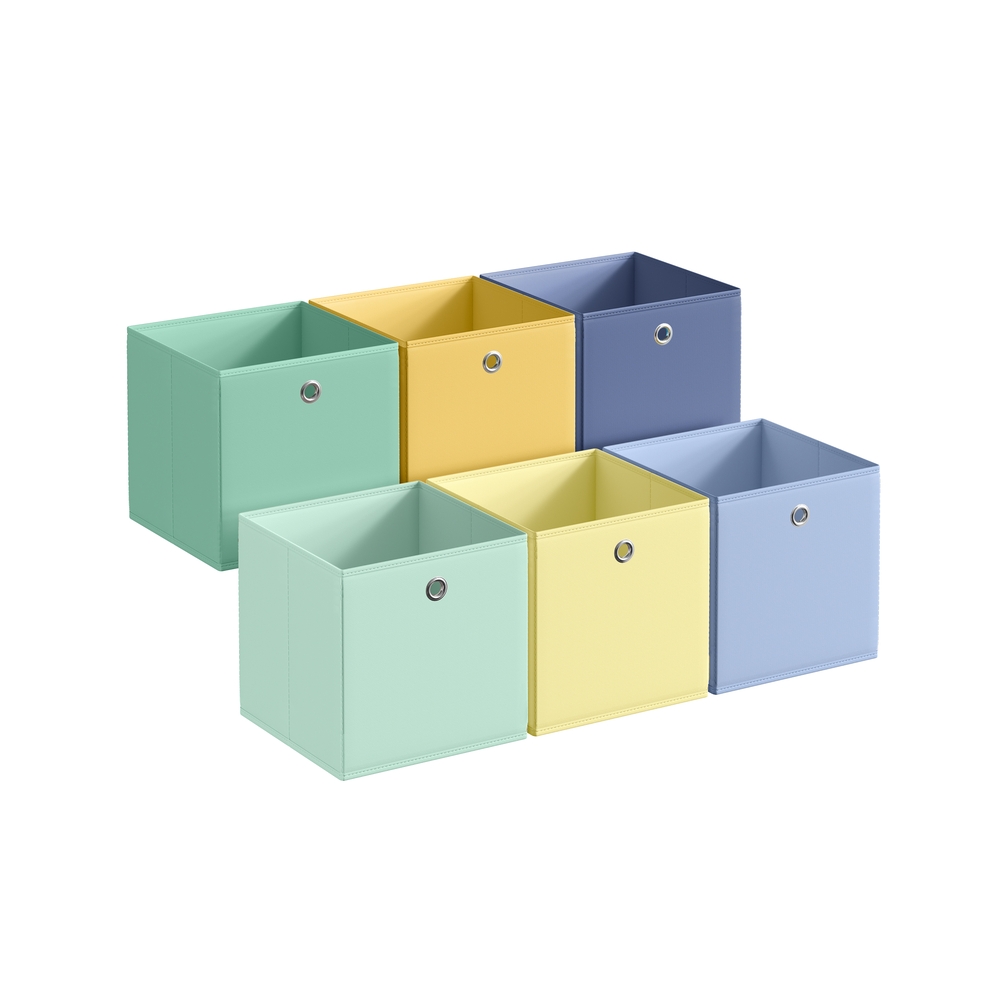 Förvaringskuber set med 6 hopfällbara förvaringsboxar 30 x 30 x 30 cm regnbåge