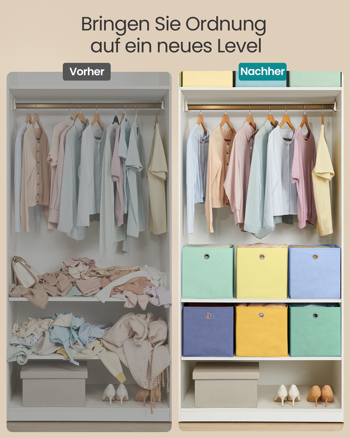 Förvaringskuber set med 6 hopfällbara förvaringsboxar 30 x 30 x 30 cm regnbåge - Bild 6