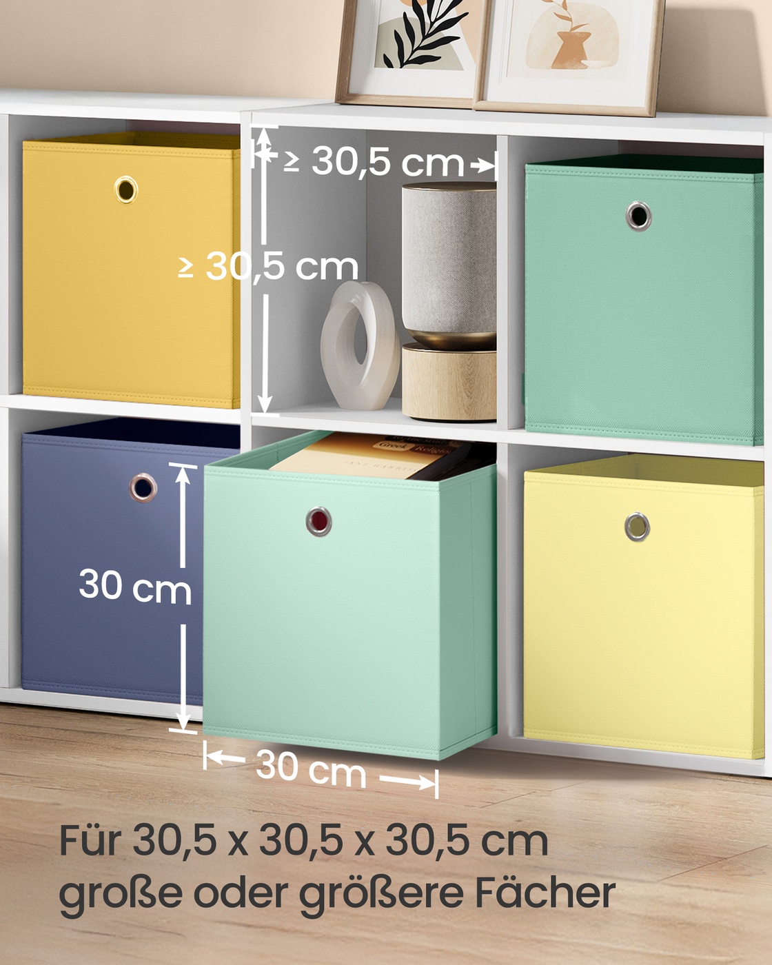 Förvaringskuber set med 6 hopfällbara förvaringsboxar 30 x 30 x 30 cm regnbåge - Bild 7