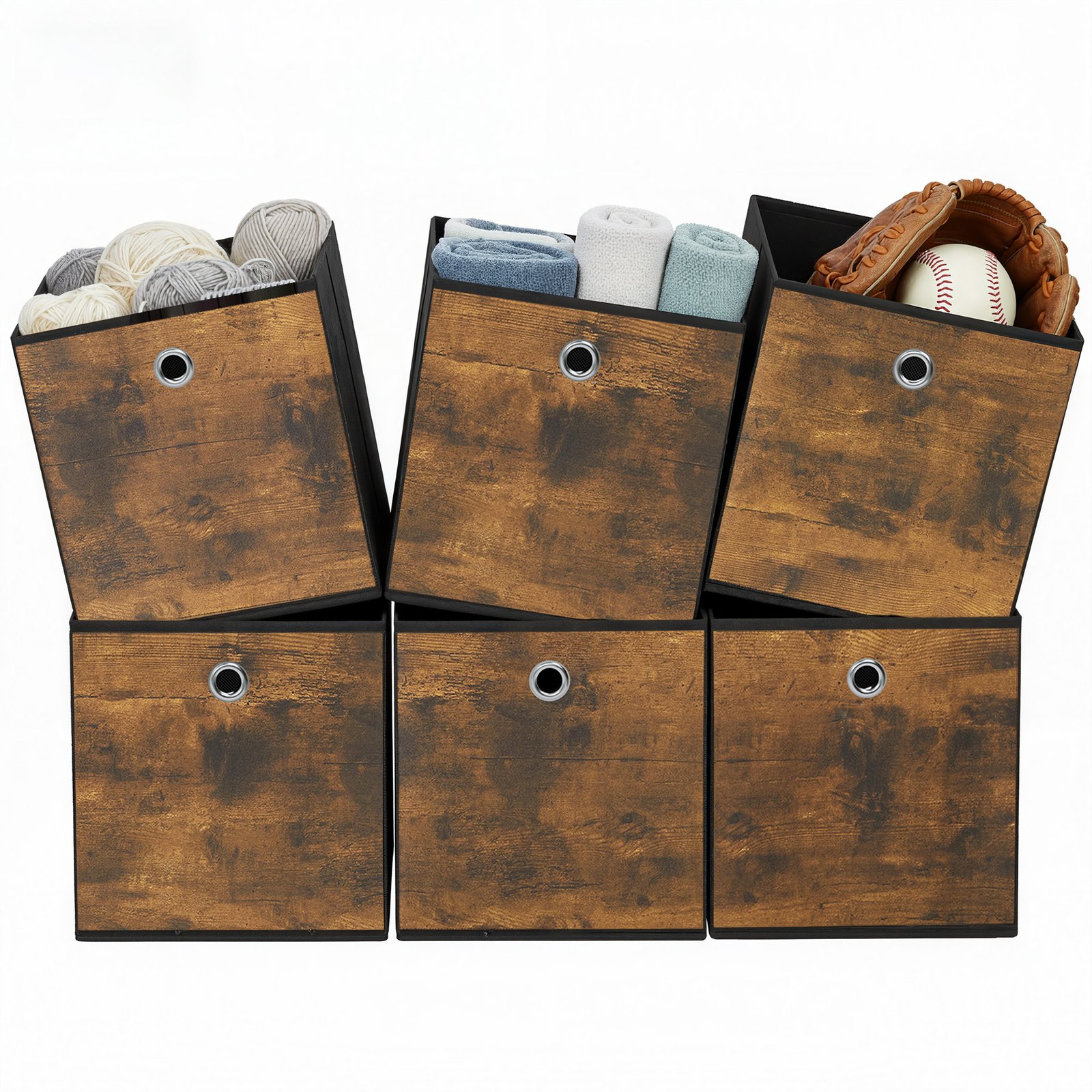SONGMICS opbevaringskasse, sæt med 6 stk., opbevaringskasser, fleece, sammenklappelig kasse, 33 x 33 x 33 cm, stofkasse, til kubehylde, opbevaringsløsning til tøj - Billede 2