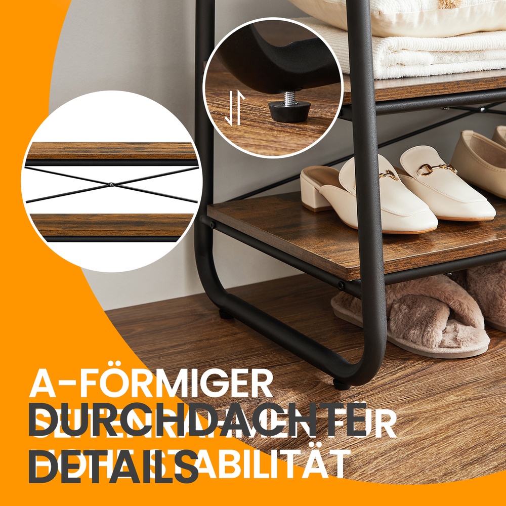 Klädställ, garderobsställ med 2 hyllor, 6 S-formade krokar - Bild 6