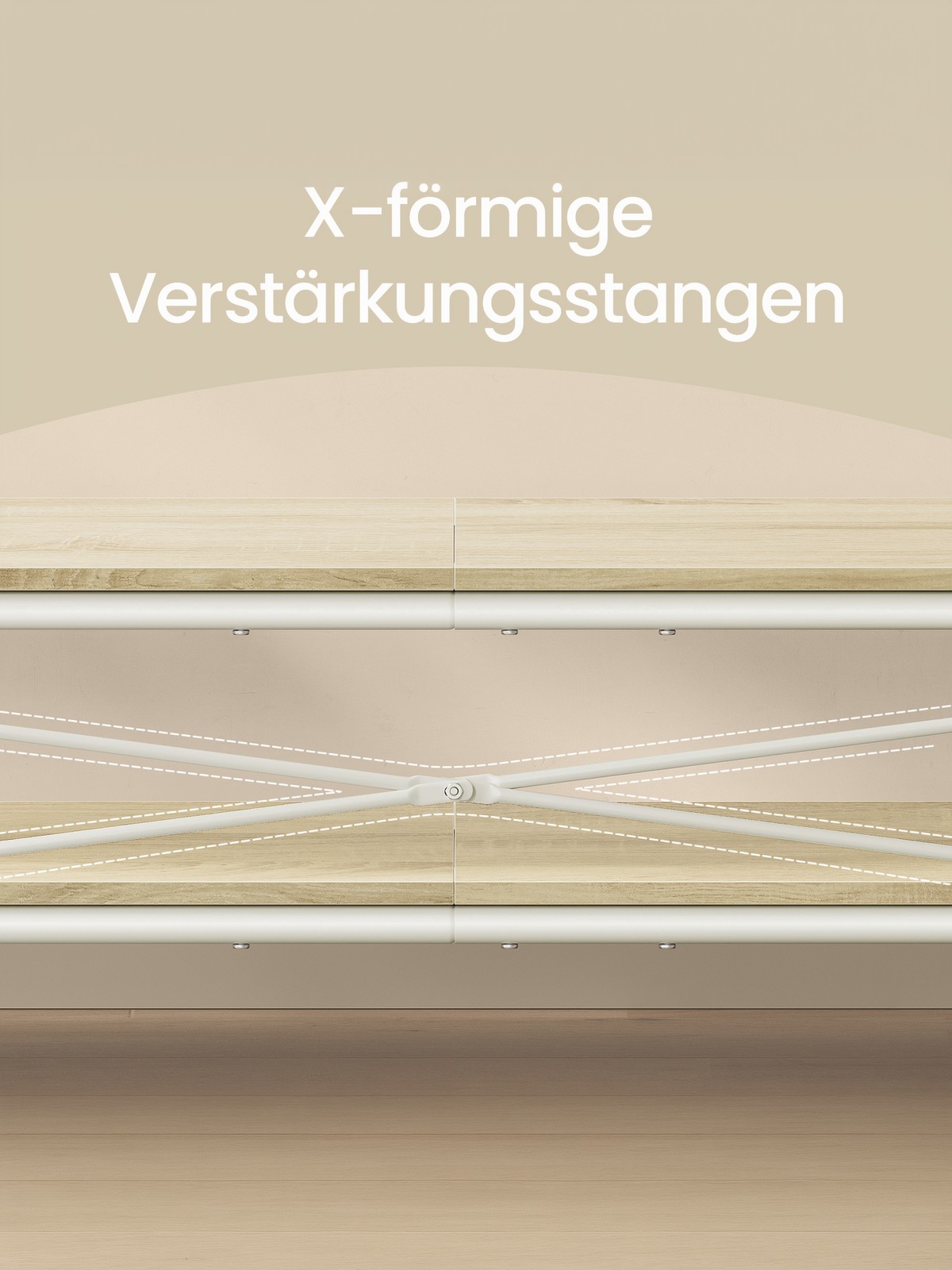 Garderobställ med 2 hyllor, klädställ i stål, 6 S-krokar - Bild 8