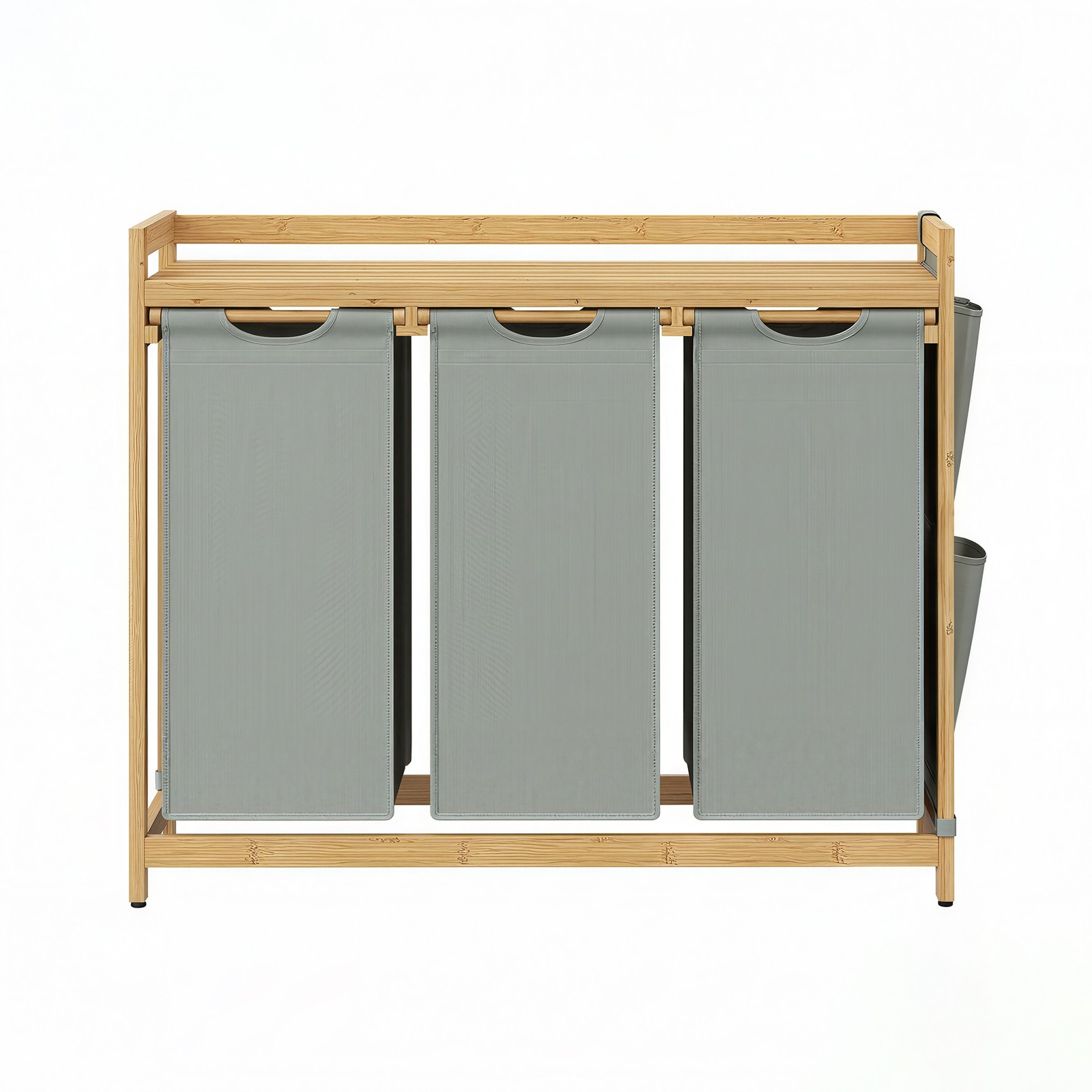 Laundry basket with 3 compartments, bamboo, 150 L - Image 2