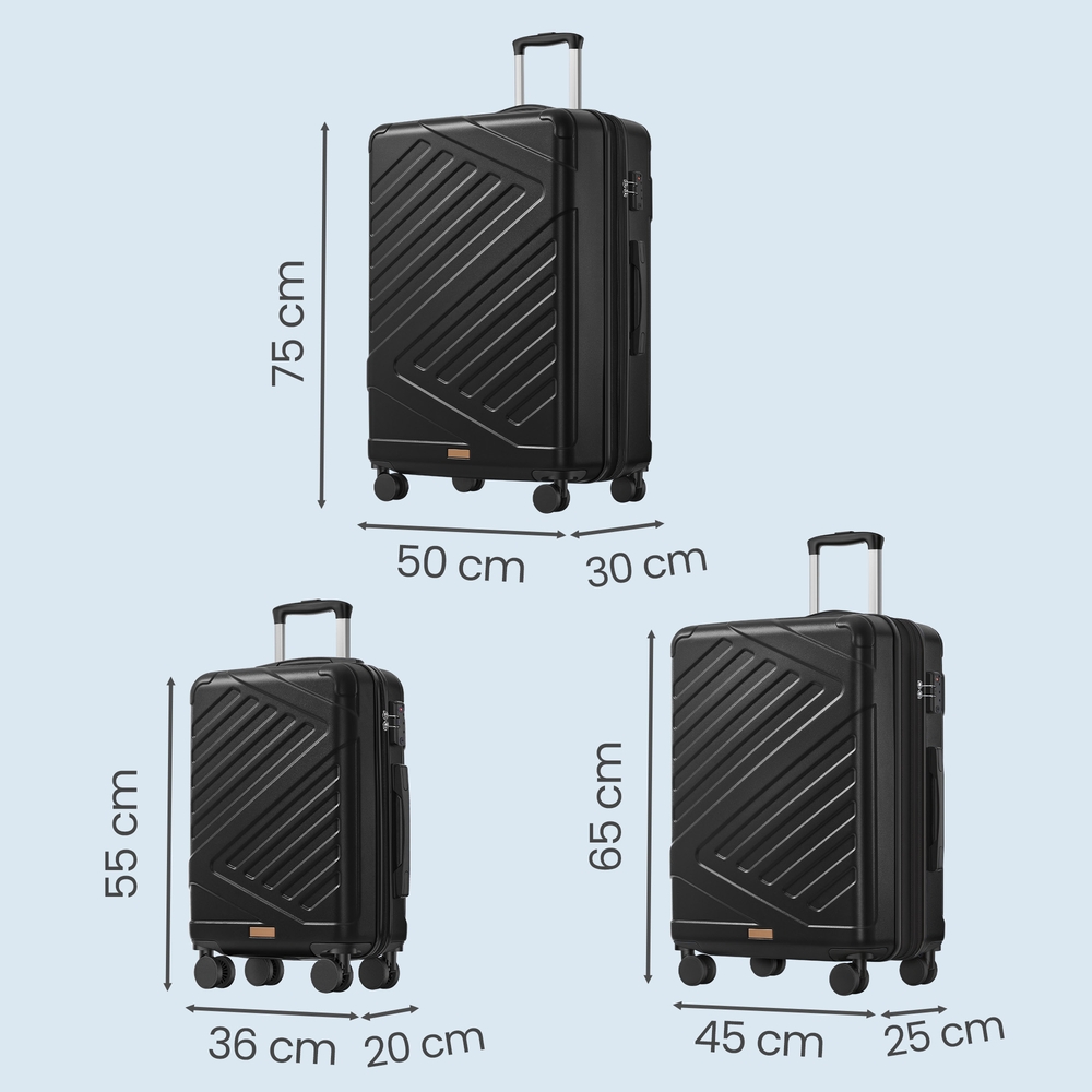 Luggage set, hard-shell suitcase with TSA lock and luggage strap, expandable - Image 3