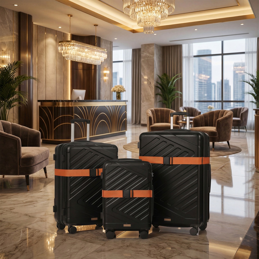 Luggage set, hard-shell suitcase with TSA lock and luggage strap, expandable - Image 4
