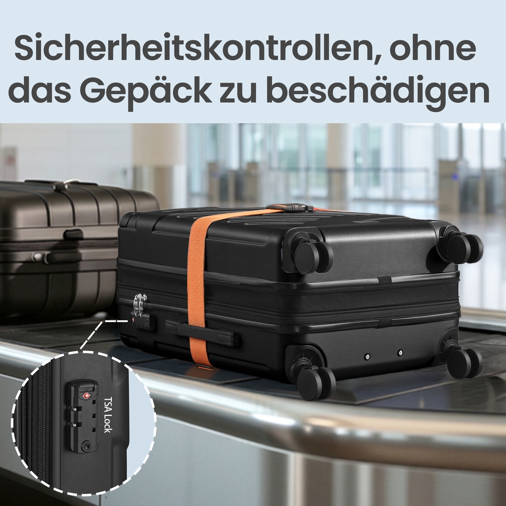 Luggage set, hard-shell suitcase with TSA lock and luggage strap, expandable - Image 6