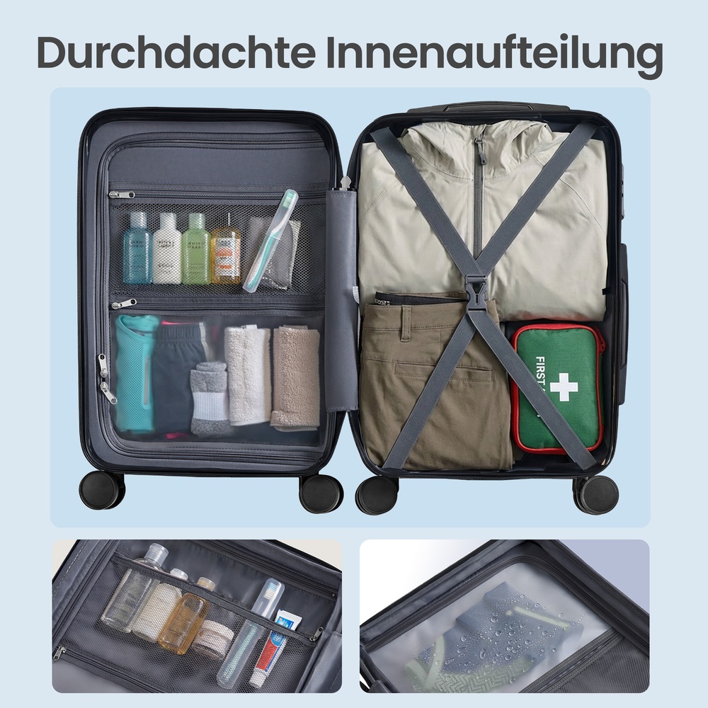 Luggage set, hard-shell suitcase with TSA lock and luggage strap, expandable - Image 7