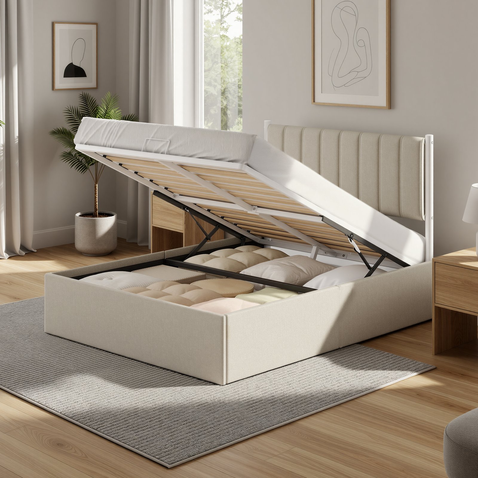 Bed frame, 160 x 200 cm, fold-up slatted base - Image 4