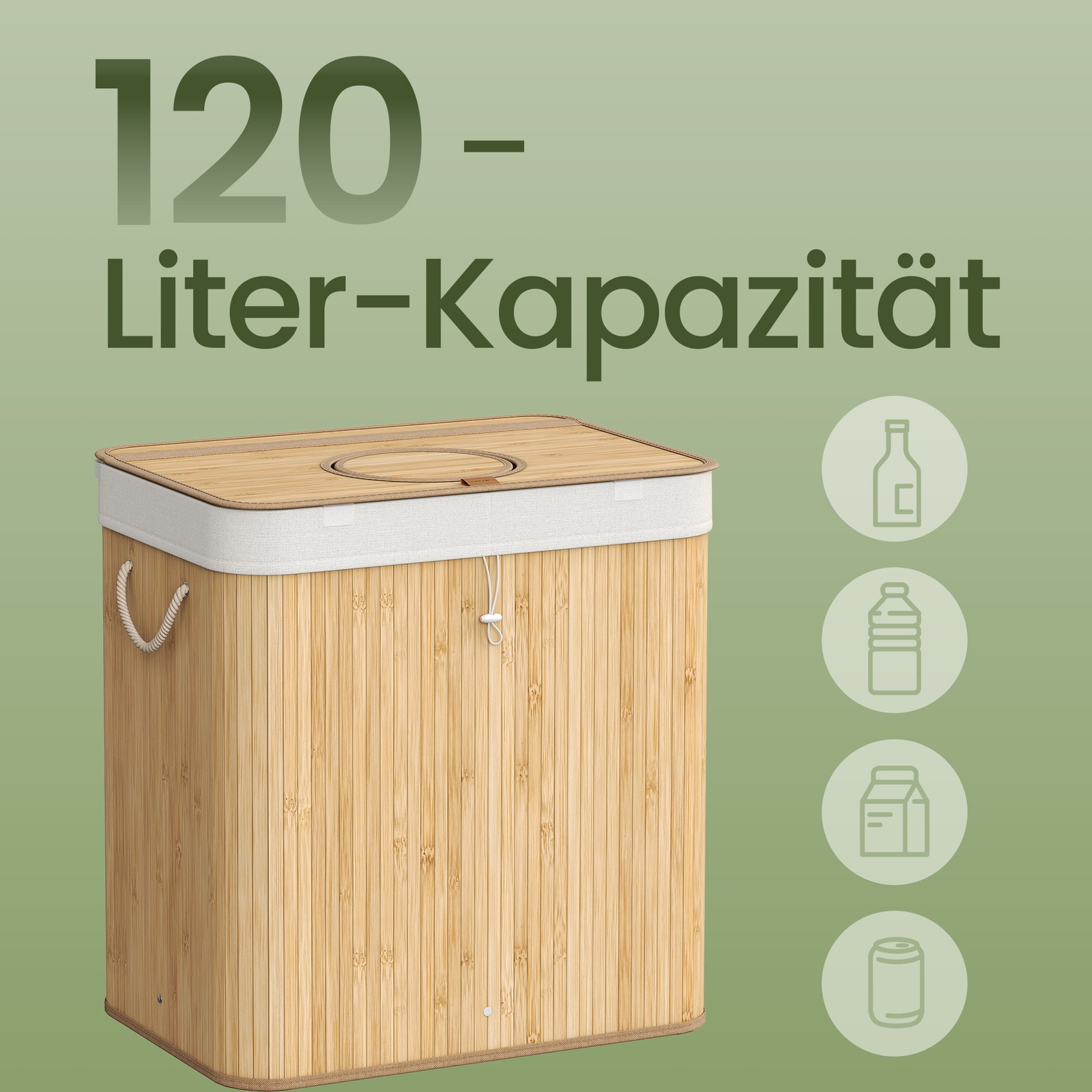 Insamlingsbehållare för pantflaskor, 120 l Behållare för pantflaskor, bambu - Bild 6