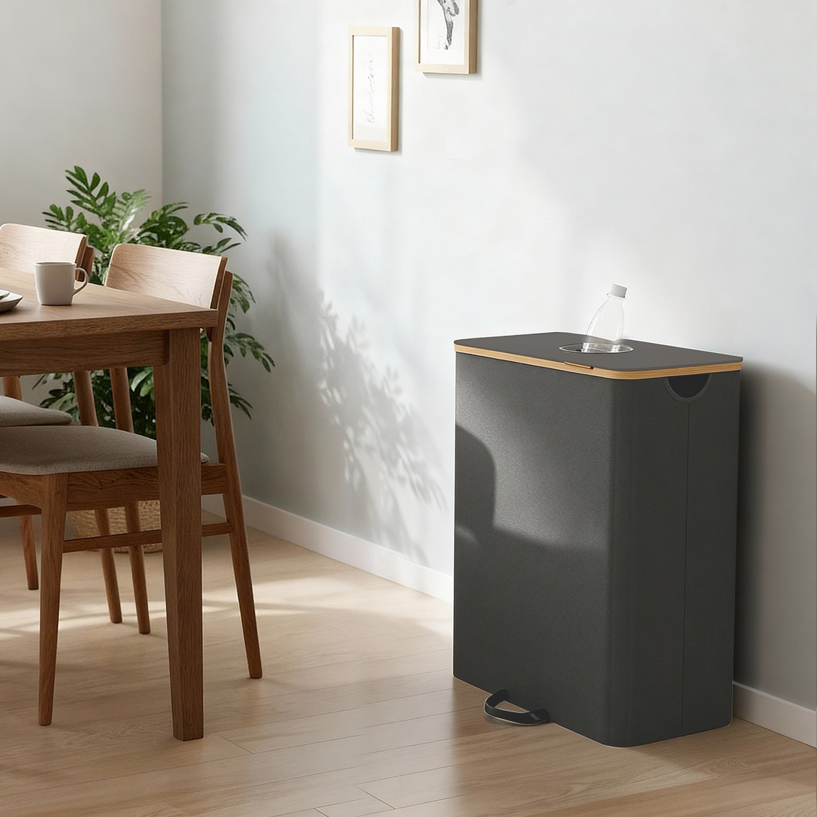 140 L bottle container, recycling bin with lid and inner bag, bottle collector for the kitchen - Image 4