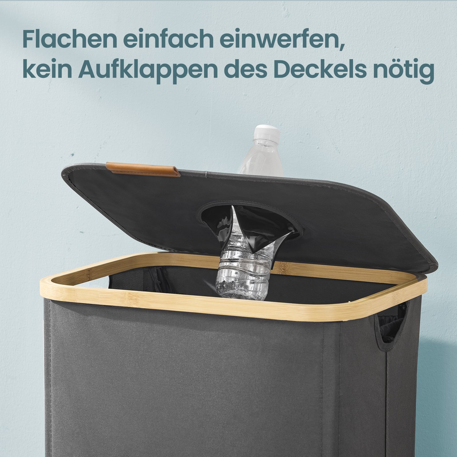 140 L bottle container, recycling bin with lid and inner bag, bottle collector for the kitchen - Image 6