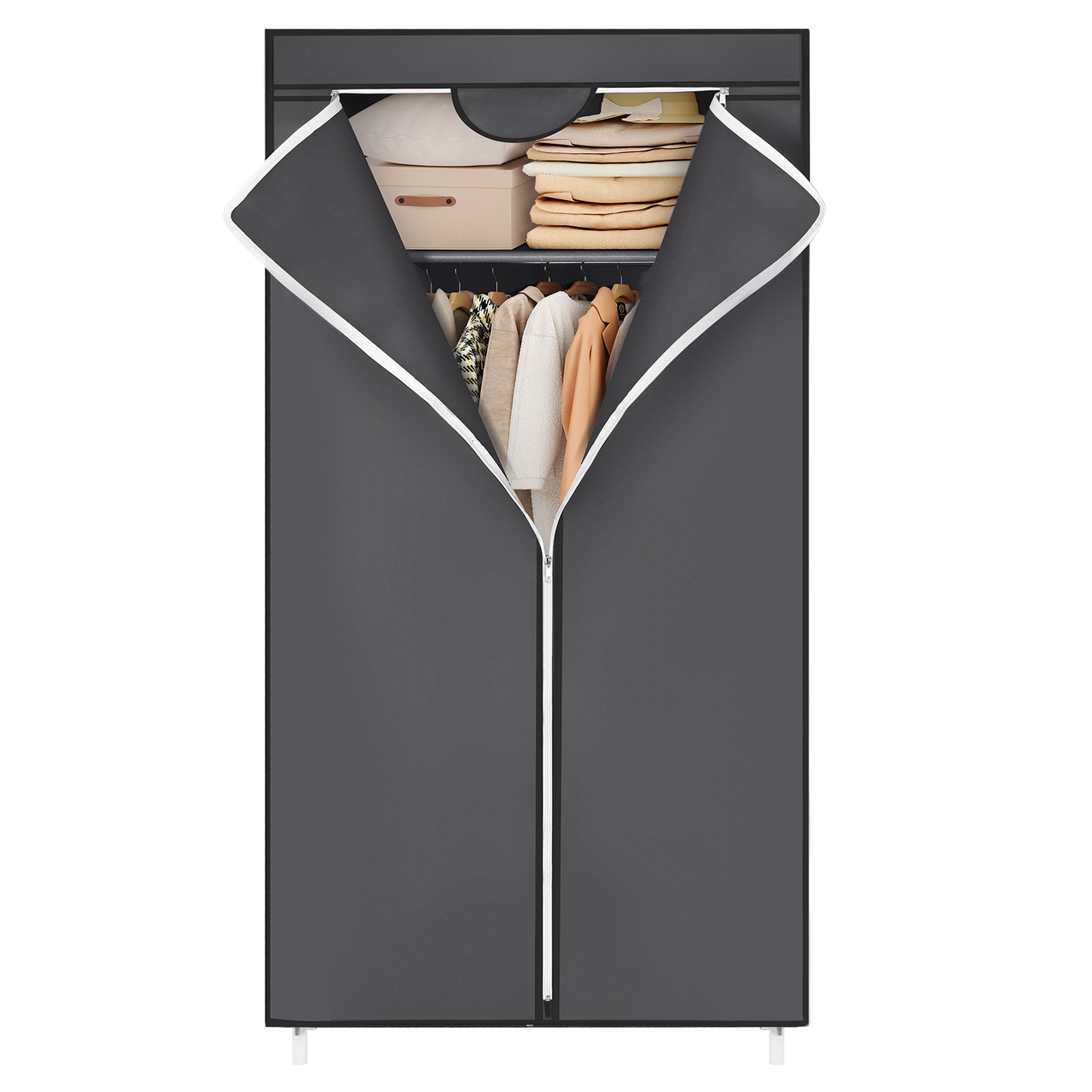 SONGMICS Garderobe Stofskab Foldeskab Tøjsskab Campingskab 160 x 75 x 45 cm sort - Billede 2