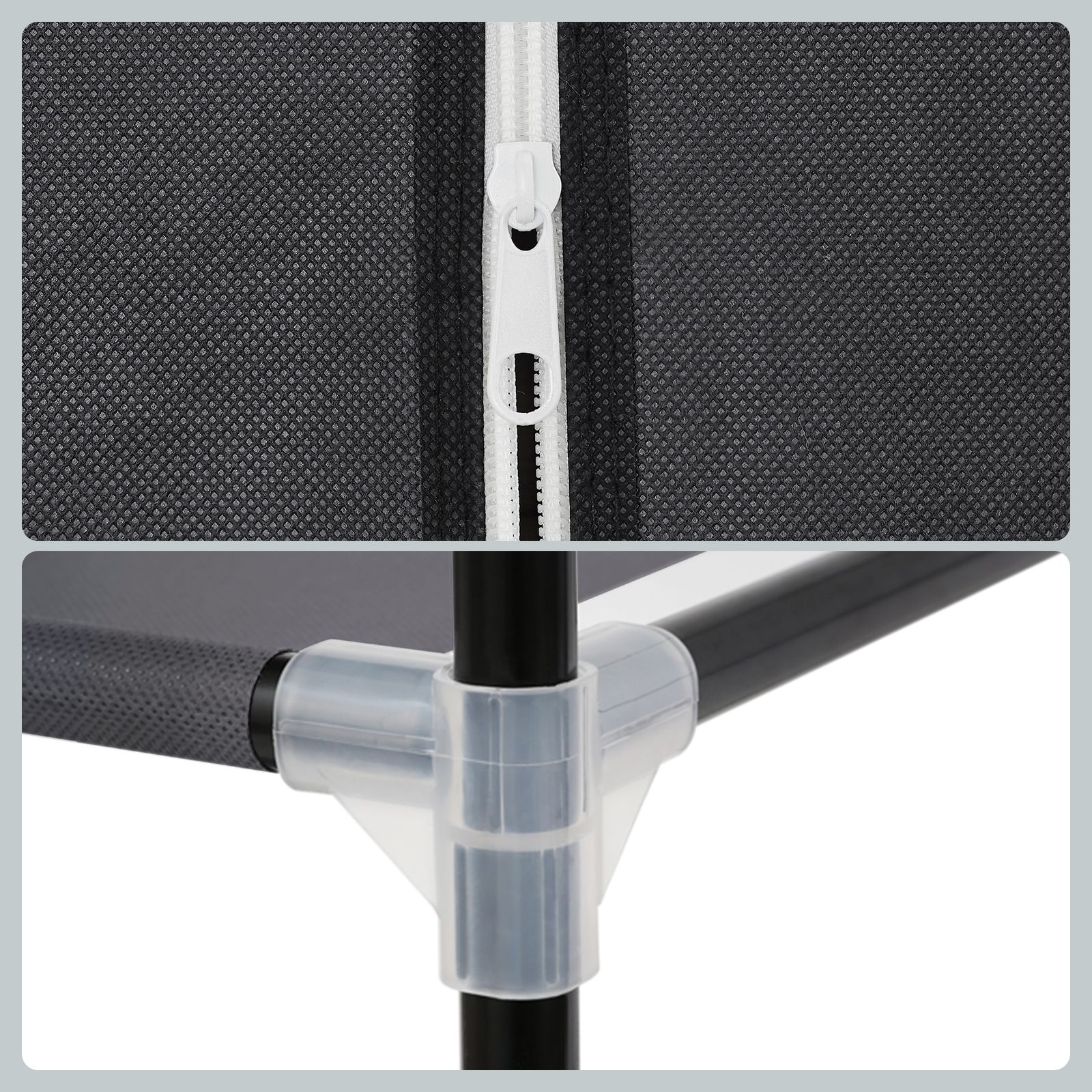 SONGMICS Garderobe Stofskab Foldeskab Tøjsskab Campingskab 160 x 75 x 45 cm sort - Billede 6