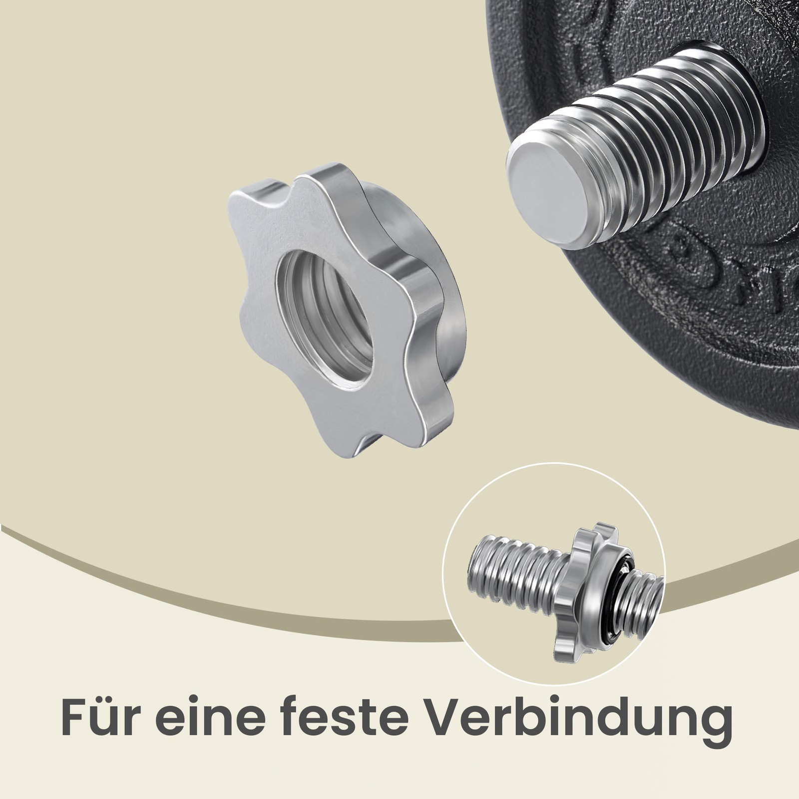 SONGMICS støbejernshåndvægte med riflet stang og stjerneformede låse, håndvægtssæt til mænd, 2 stk., 40 kg - Billede 5