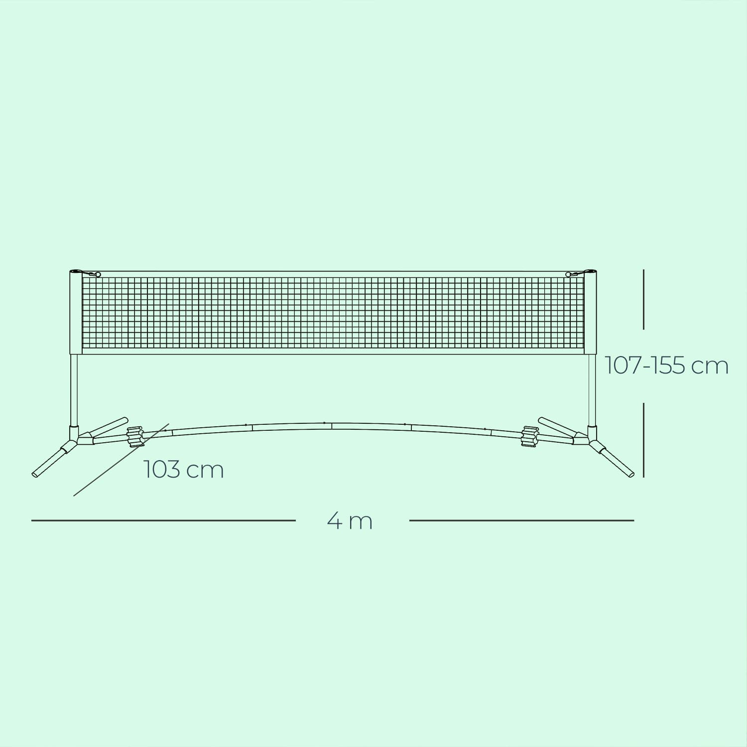 400 cm badmintonnet, højdejusterbart, volleyballnet - Billede 5