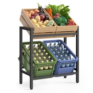 2-tier drinks crate rack for 4 crates, ink black