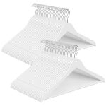 50 narrow birch wood coat hangers, white